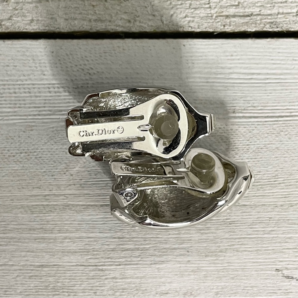 Dior Silver-Tone Crystal Hoop Clip Earrings - Picture 6 of 7
